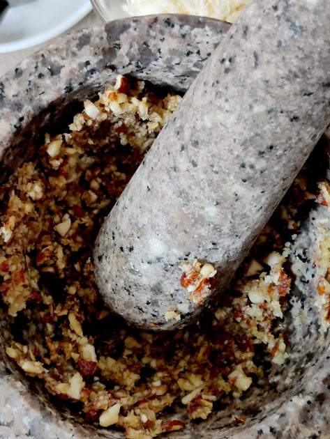 Summery Almond and Lemon Pesto Made in a Mortar and Pestle – KROK