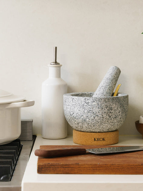French Kitchen White Marble Mortar and Pestle Molcajete Bowl